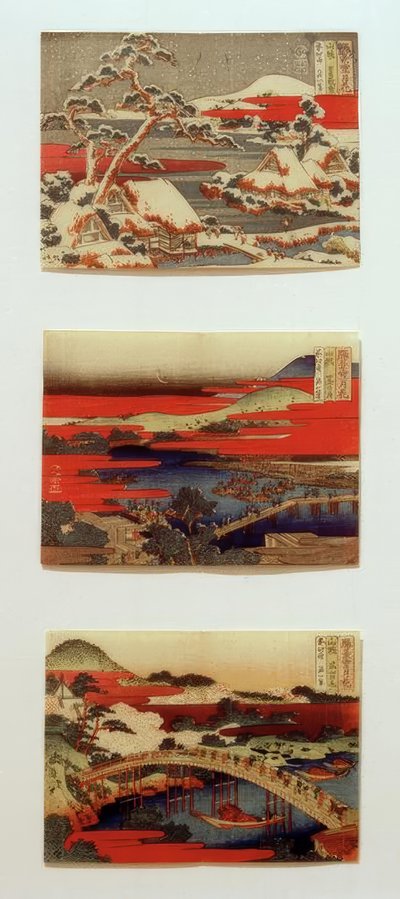 Neve, luna e fiori in bei paesaggi da Katsushika Hokusai