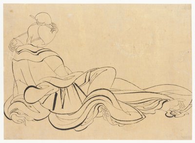 Donna seduta che si gratta la testa, fine XVIII-inizio XIX secolo da Katsushika Hokusai