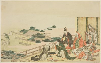 Sei poeti immortali che si preparano per il festival Tanabata da Katsushika Hokusai