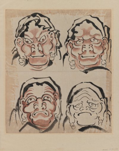 Schizzo di quattro volti da Katsushika Hokusai