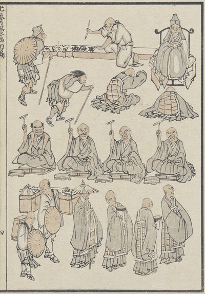 Schizzi di sacerdoti buddisti da Katsushika Hokusai