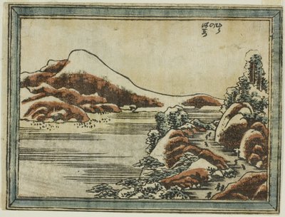 Neve al crepuscolo a Hira (Hira no bosetsu), dalla serie Otto vedute di Omi in stile incisione (Doban Omi hakkei) da Katsushika Hokusai
