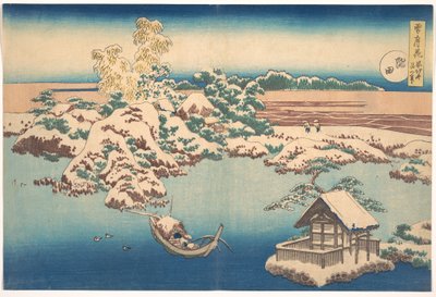 Neve sul fiume Sumida, dalla serie Neve, Luna e Fiori, pub.1833 da Katsushika Hokusai