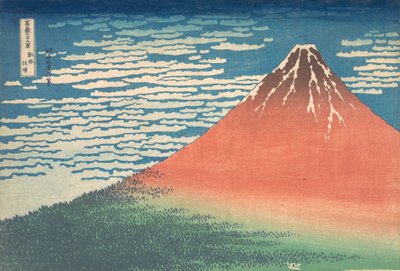 Vento del Sud, Cielo Limpido Gaifu kaisei, anche noto come Fuji Rosso, dalla serie Trenta..., ca. 1830-32 da Katsushika Hokusai