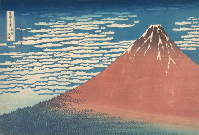 Vento del Sud, Cielo Sereno Gaifu kaisei, noto anche come Fuji Rosso, dalla serie Trenta..., ca. 1830-32 da Katsushika Hokusai
