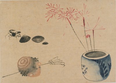 Stelle filanti, granchio e bulbo, fine XVIII-inizio XIX secolo da Katsushika Hokusai