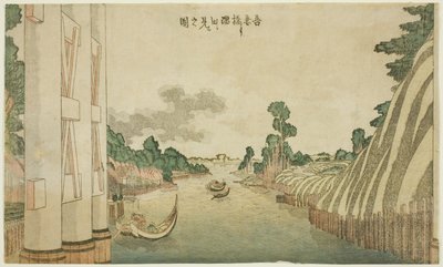 Fiume Sumida visto dal ponte Azuma (Azumabashi yori Sumida wo miru no zu), da un gruppo di paesaggi in stile occidentale da Katsushika Hokusai