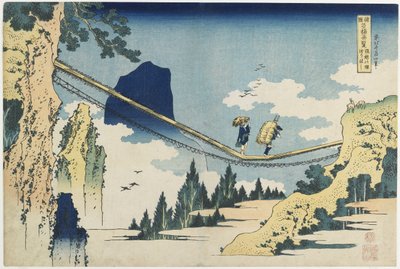 Ponte sospeso tra le province di Hida e Etchu da Katsushika Hokusai