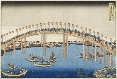 Ponte Temma, Provincia di Settsu dalla Serie Vedute meravigliose di famosi ponti di varie province, c.1835 da Katsushika Hokusai