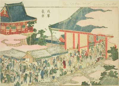 Il mercato di fine anno ad Asakusa, dal libro illustrato "Libro illustrato dei divertimenti dell