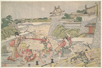 La Lega Leale dei quarantasette Rōnin, Atto III: Kampei attaccato da Bannai e i suoi uomini da Katsushika Hokusai