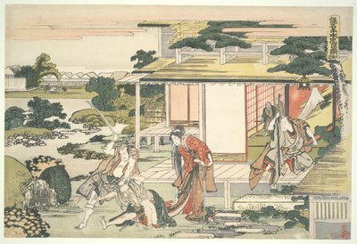 La Lega Leale dei Quarantasette Rōnin (Chūshingura), Atto VII: Scena della casa da tè. Ichiriki Heiyemon trascina fuori la spia Kudayū da Katsushika Hokusai