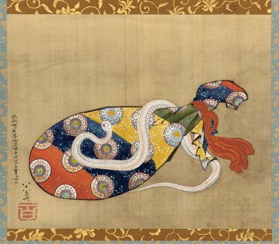 Il liuto e il serpente bianco di Benten, Periodo Edo, 1847 da Katsushika Hokusai