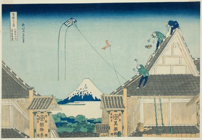 Il negozio Mitsui a Surugacho a Edo (Koto Surugacho Mitsui mise ryakuzu), dalla serie "Trentasei vedute del Monte Fuji (Fugaku sanjurokkei)" da Katsushika Hokusai