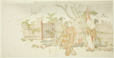 Tre donne sotto un albero di prugne di notte da Katsushika Hokusai