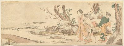 Tre donne vicino a uno stagno da Katsushika Hokusai