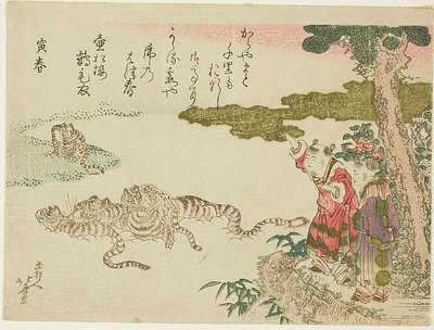 Tigri che attraversano un fiume (Tora no haru) da Katsushika Hokusai