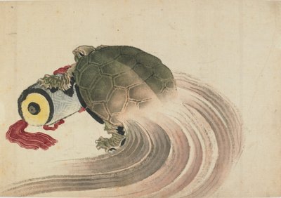 Tartaruga che riposa su una pergamena da Katsushika Hokusai
