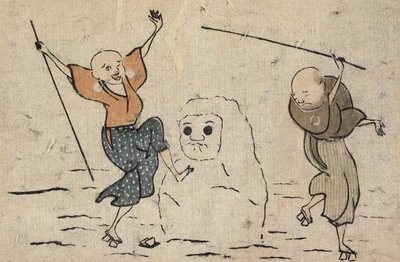 Due ciechi e pupazzo di neve da Katsushika Hokusai