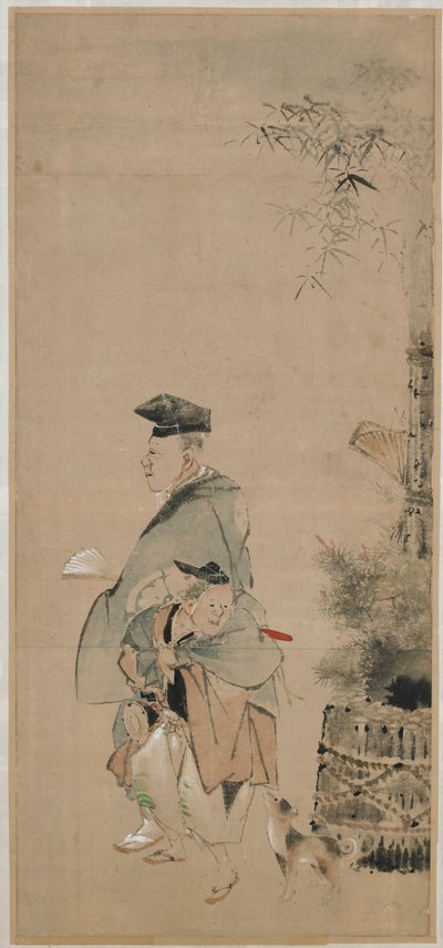 Due Intrattenitori che Passeggiano a Capodanno da Katsushika Hokusai