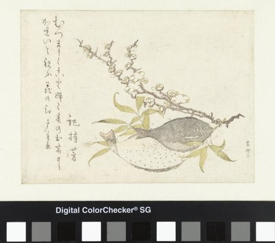 Due sogliole e una prugna da Katsushika Hokusai