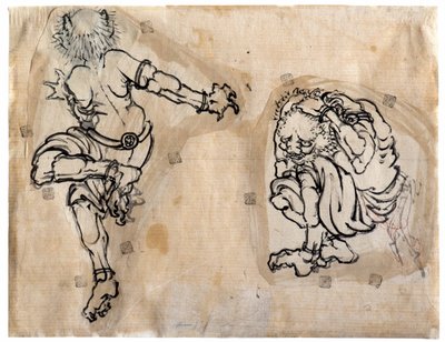 Due Demoni Oni, 1830-1839 da Katsushika Hokusai