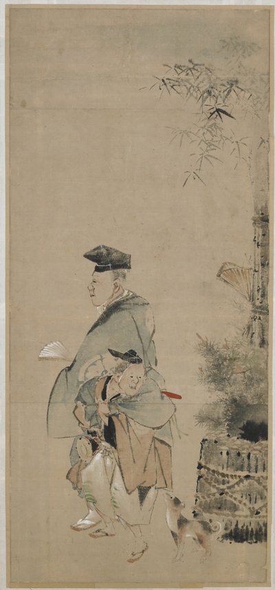 Due intrattenitori che passeggiano nel nuovo anno, periodo Edo, c.1830-32 da Katsushika Hokusai