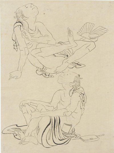 Due uomini che si rilassano in estate, periodo Edo (inchiostro su carta) da Katsushika Hokusai