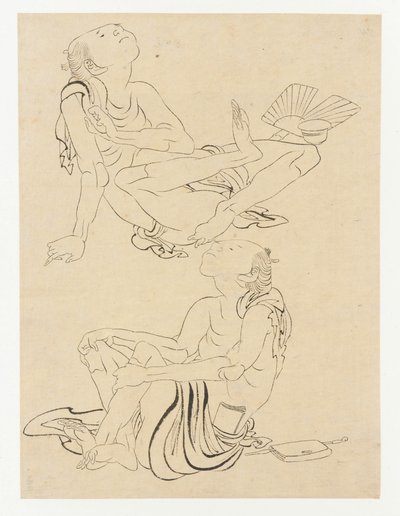 Due uomini che si rilassano in estate, periodo Edo, XIX secolo da Katsushika Hokusai