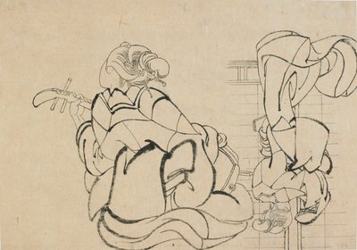 Due schizzi: signora che suona il samisen e signora di spalle, fine XVIII-inizio XIX secolo da Katsushika Hokusai