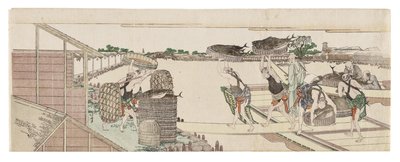 Scarico del bonito destinato al mercato da Katsushika Hokusai