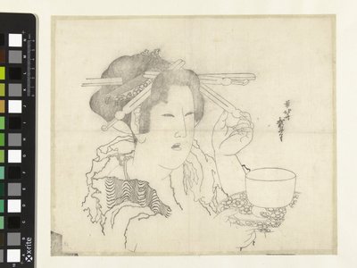 Donna con tazza da tè da Katsushika Hokusai