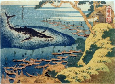 Caccia alla balena davanti alle isole Gotō da Katsushika Hokusai