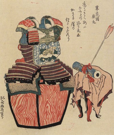 Armatura del guerriero e freccia attraverso il rotolo, 1820-1834 da Katsushika Hokusai