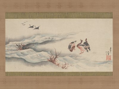 Oche selvatiche e acqua da Katsushika Hokusai