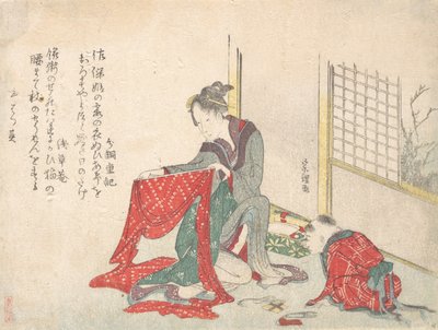 Donna che piega un panno, fine XVIII-inizio XIX secolo da Katsushika Hokusai