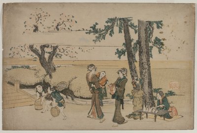 Donna che passa vicino a un negozio lungo la strada vicino a Oji da Katsushika Hokusai