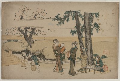 Donna che passa vicino a un negozio lungo la strada vicino a Oji da Katsushika Hokusai