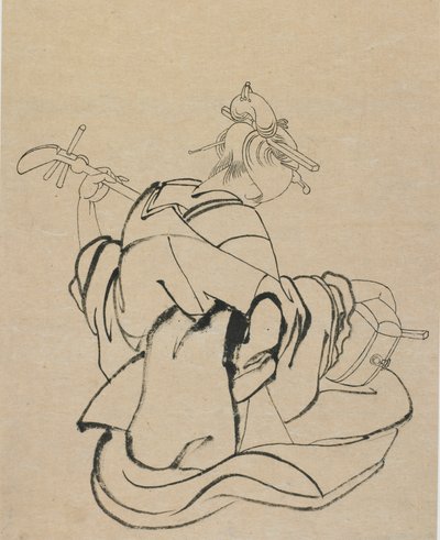 Donna di spalle che suona il samisen, fine XVIII-inizio XIX secolo da Katsushika Hokusai