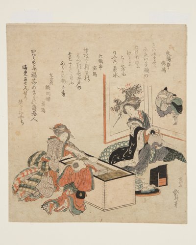 Donne che preparano il tè intorno al focolare da Katsushika Hokusai