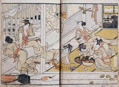 Donne che mangiano, da un Manga da Katsushika Hokusai