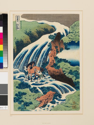 Cascata di Yoshino, dove Yoshitsune lavava il suo cavallo da Katsushika Hokusai