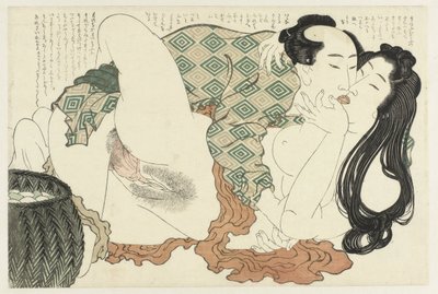 Pescatore e sub che si baciano da Katsushika Hokusai