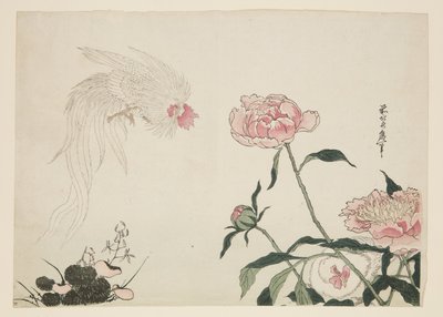 Galli a coda lunga tra i fiori da Katsushika II (fl.1820 50) Taito