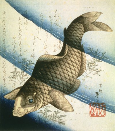 Una Carpa che Nuota tra le Alghe, c.1832 da Katsushika II Taito