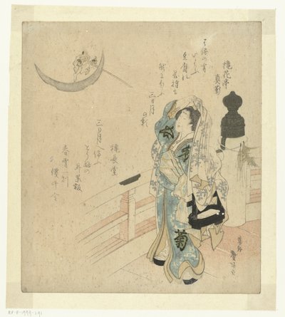 Donna su un ponte che guarda la luna da Katsushika Taito II