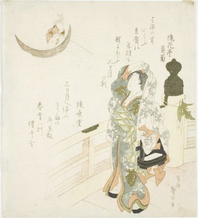 Donna sul ponte che guarda la luna da Katsushika Taito II