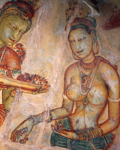 Apsaras, ninfa celeste che offre fiori, affresco, cittadella fortificata di Sigiriya (Lista del Patrimonio Mondiale UNESCO) da Alec Hunter