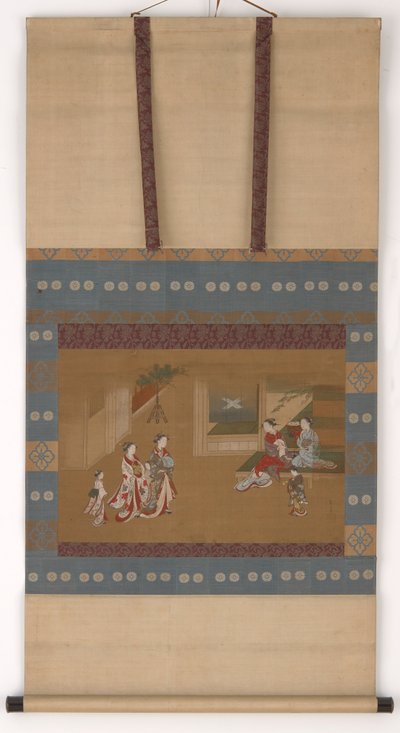 Due yujo che fanno una visita di Capodanno ad altri due, XVIII secolo da Kawamata Tsunemasa