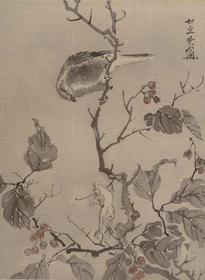 Uccello e rana, ca. 1887 da Kawanabe Kyosai